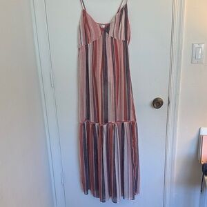 Jack by BB Dakota Pink and Blue Striped Maxi Dress